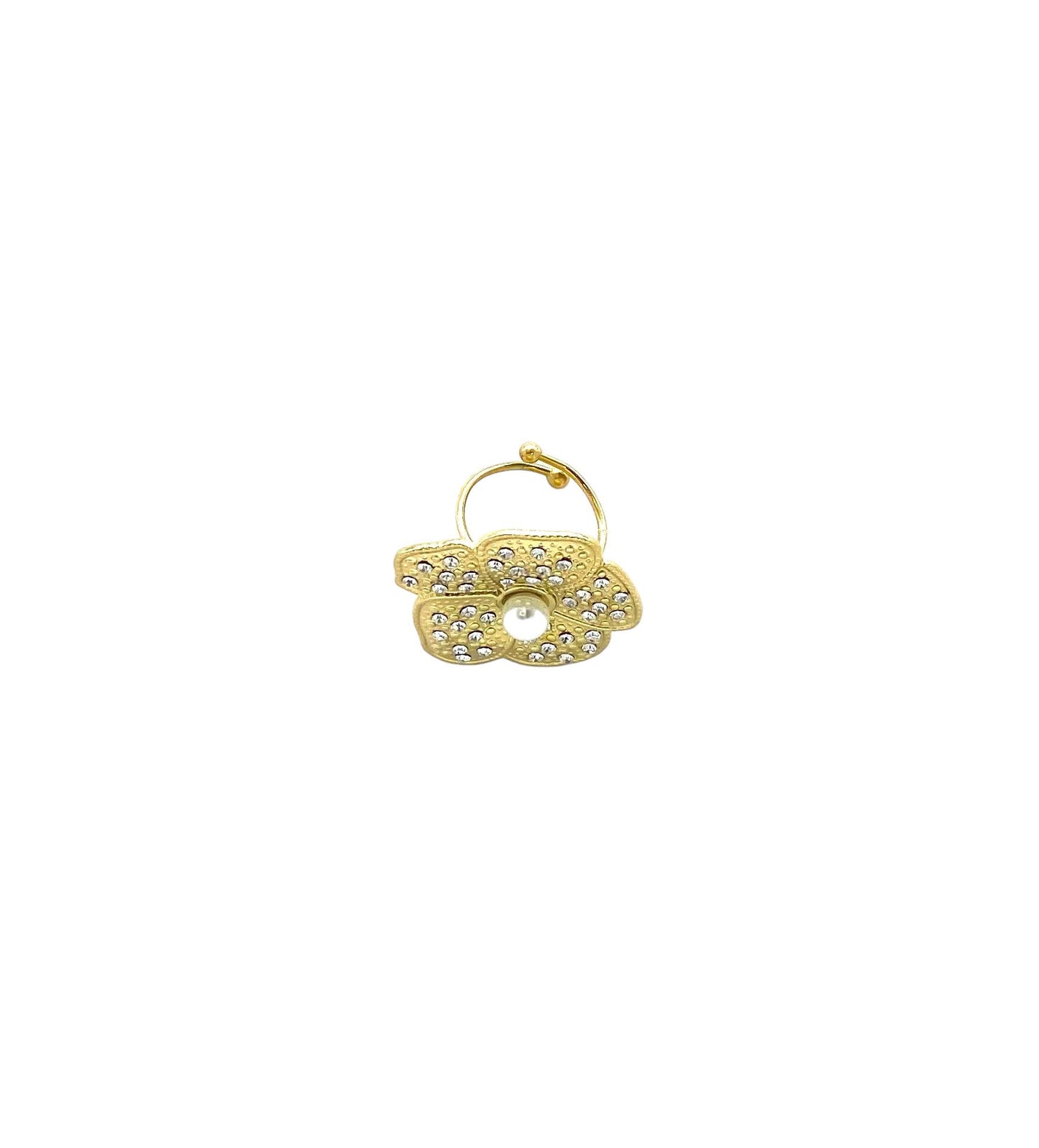 Anillo acero inoxidable para mujer con forma de flor con perla