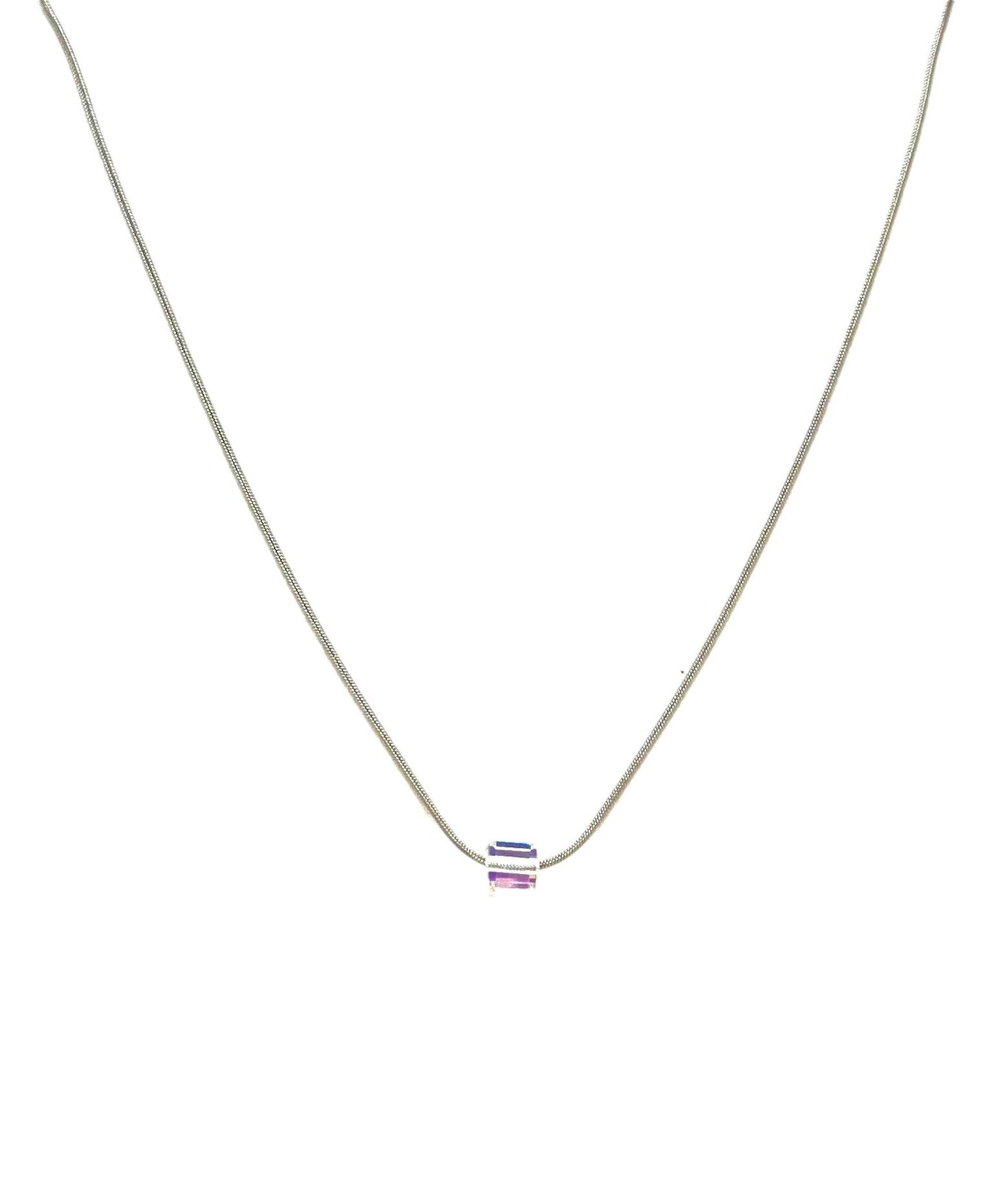 collar acero inoxidable para mujer con forma de cristal cuadrado