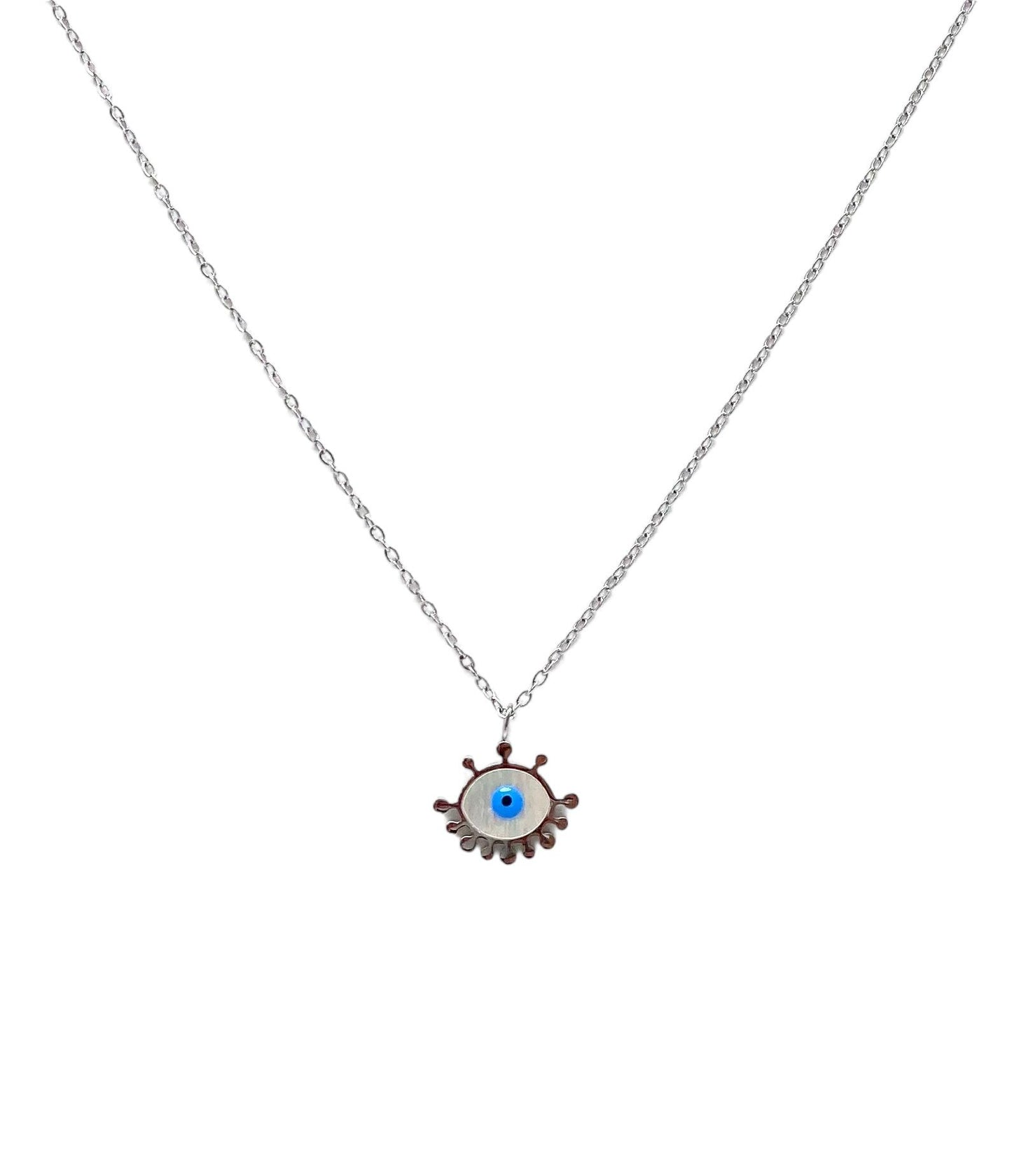 collar acero inoxidable mujer con forma de Mal de ojo