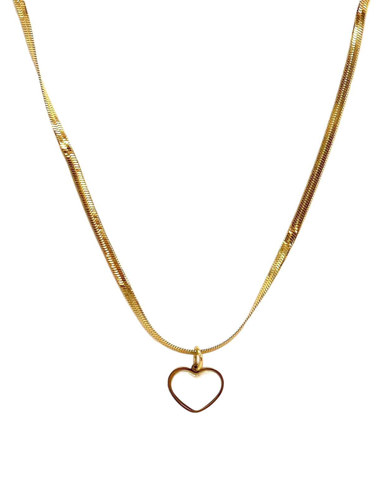 collar acero inoxidable para mujer con forma de corazón con perla blanca