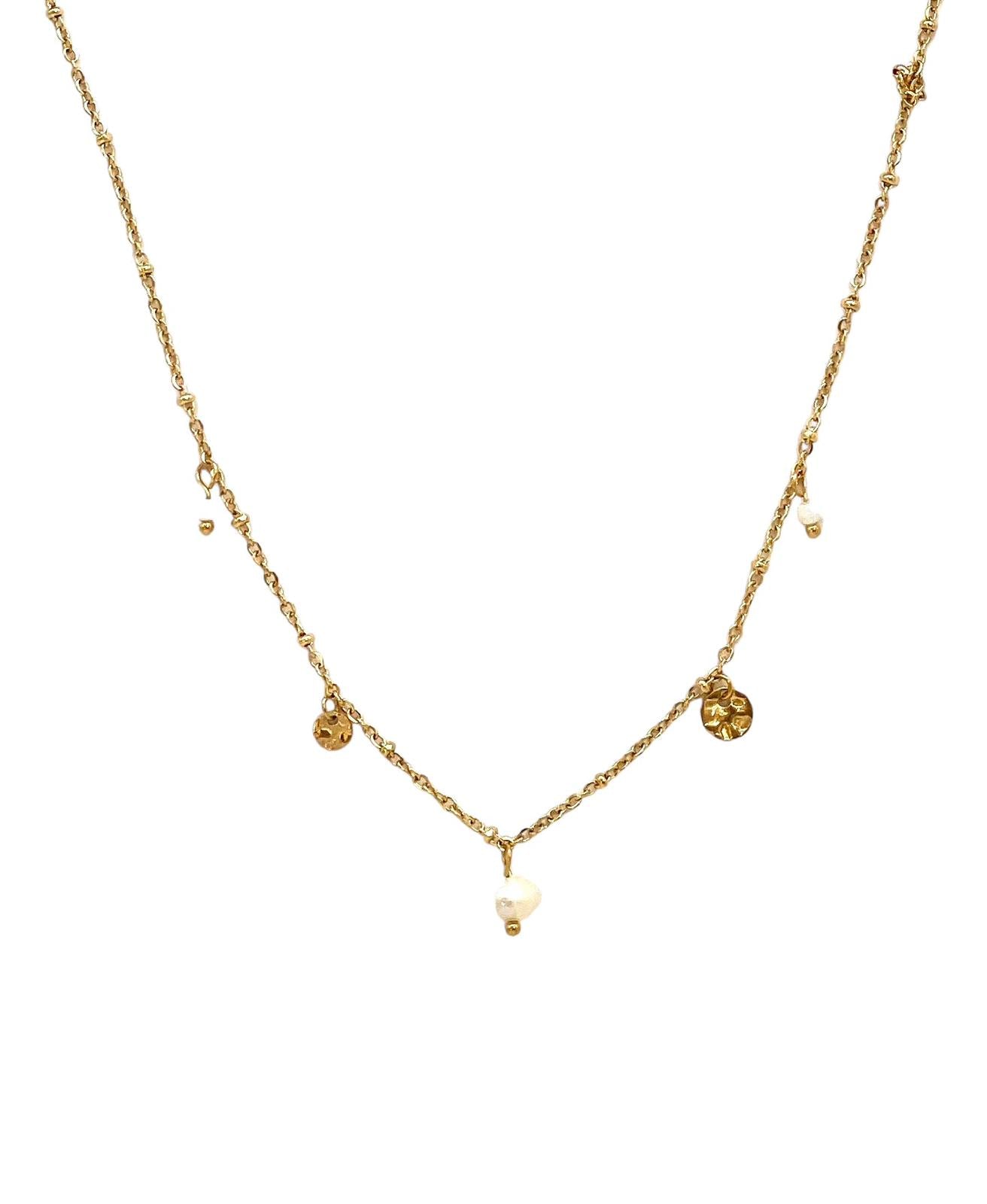 collar acero inoxidable para mujer con forma de perlas blancas