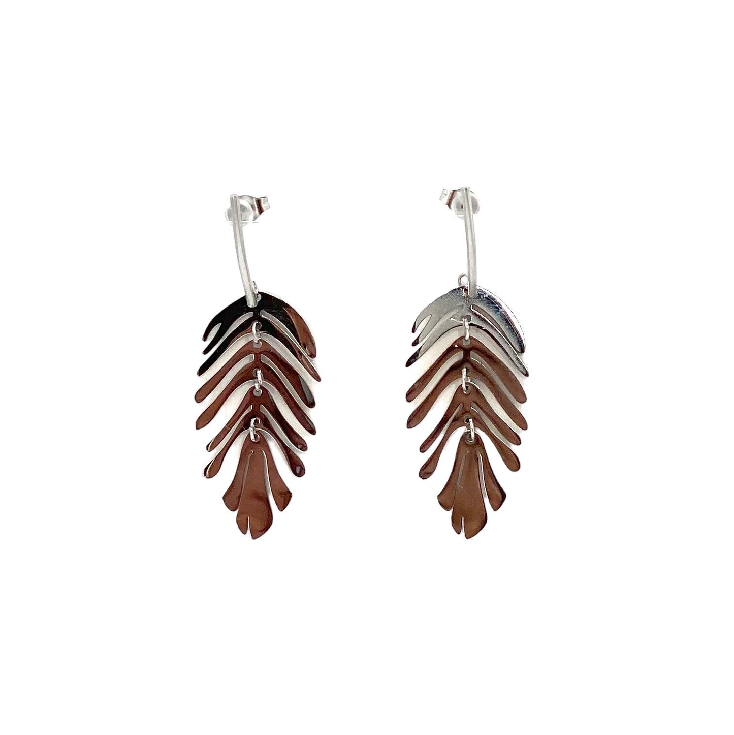 pendientes acero inoxidable para mujer con forma de hoja