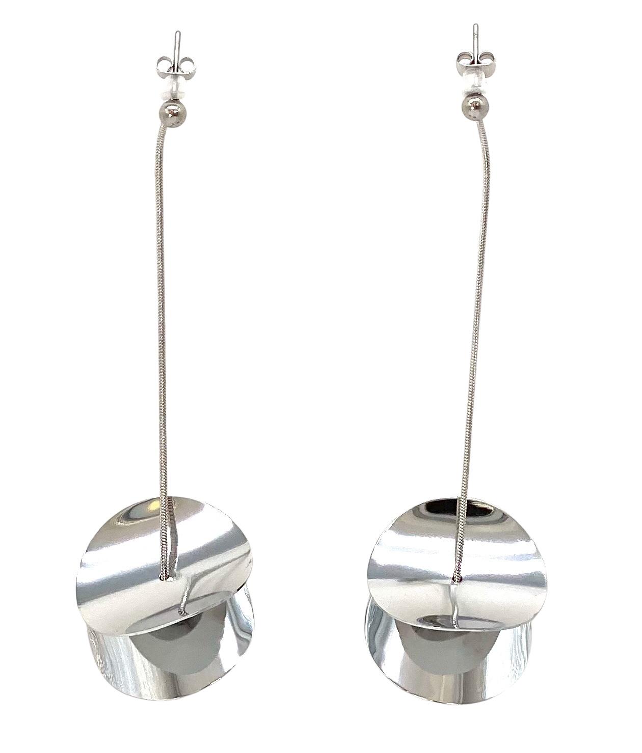 pendientes acero inoxidable para mujer con forma de dos circulos con bola