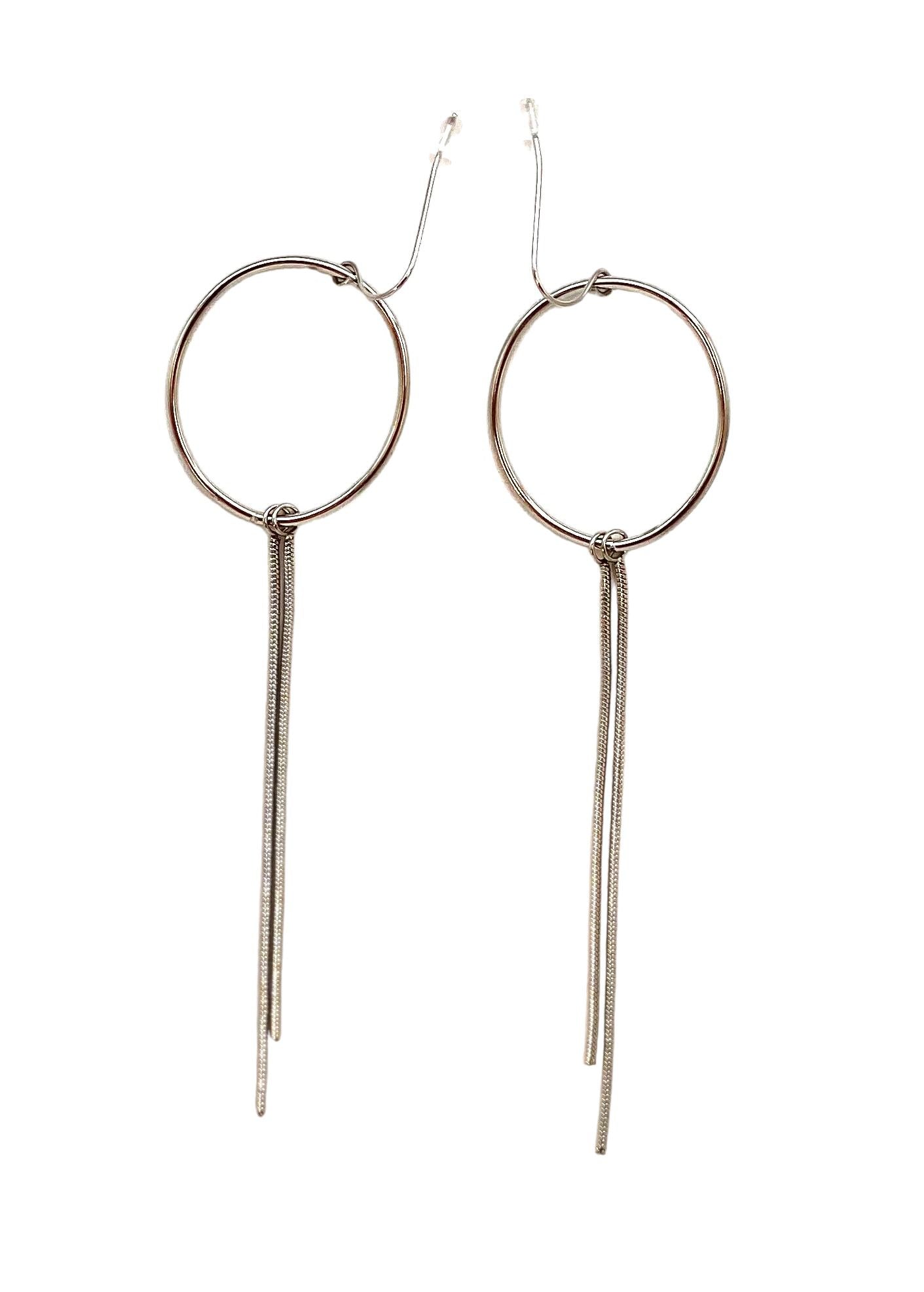 pendientes acero inoxidable para mujer con forma de circulo con cadena