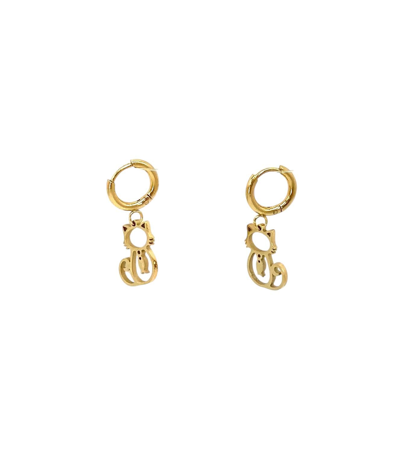 pendientes acero inoxidable para mujer con forma de gato