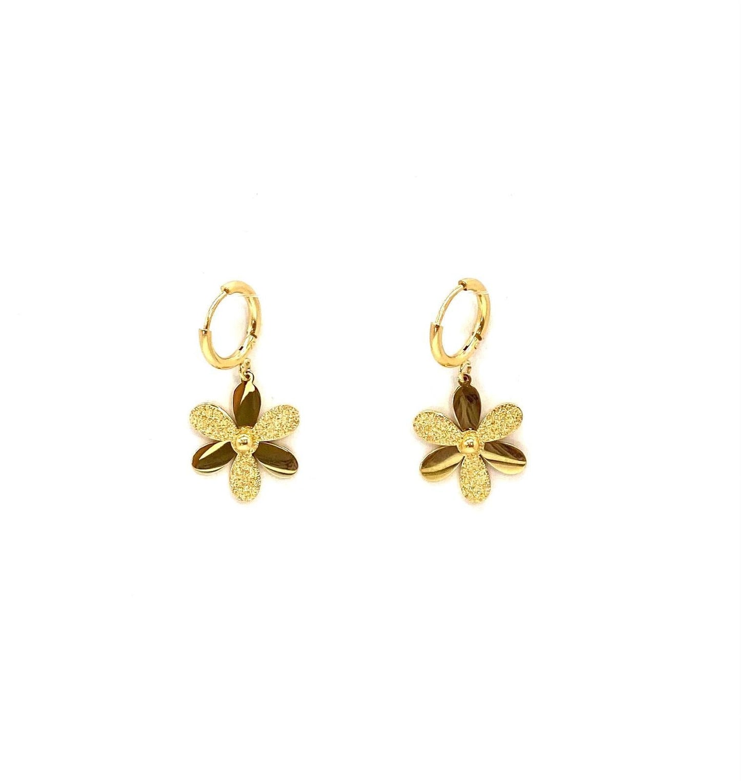 pendientes acero inoxidable para mujer con forma de flor brillante