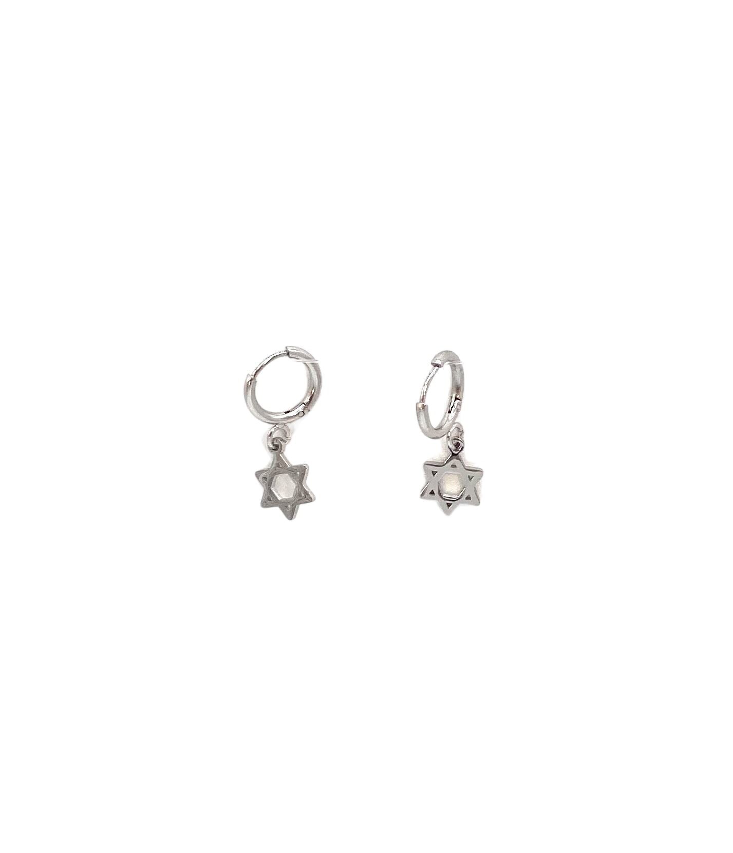 pendientes acero inoxidable para mujer con forma de estrella de David