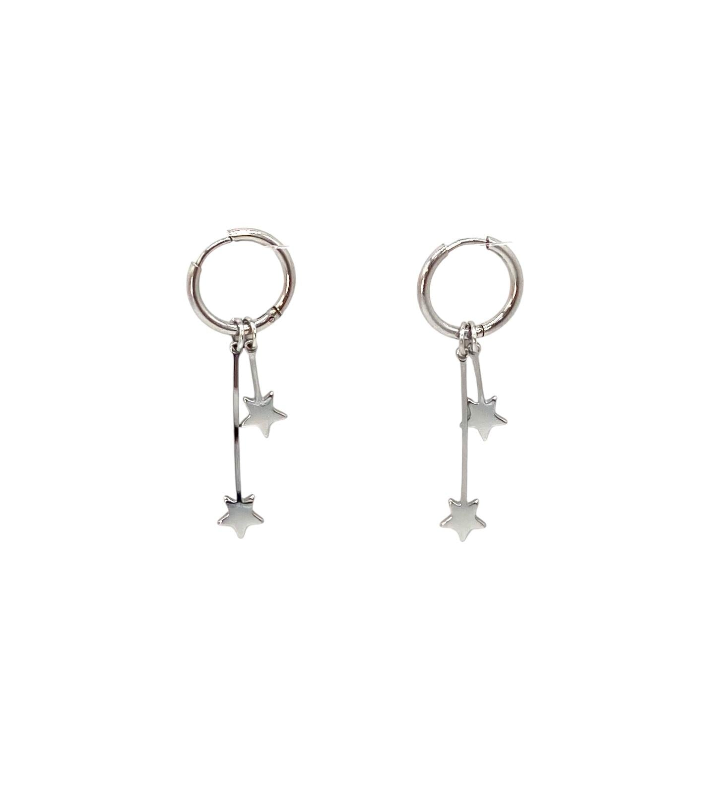 pendientes acero inoxidable para mujer con forma de estrellas
