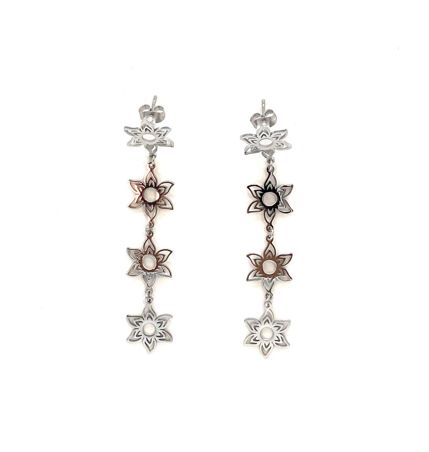 pendientes acero inoxidable para mujer con forma de flores