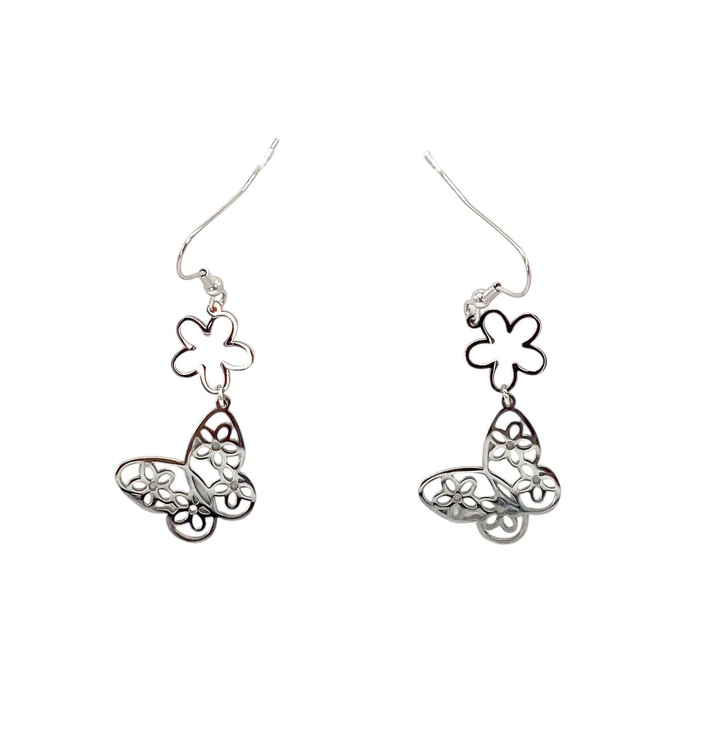 pendientes acero inoxidable para mujer con forma de mariposa