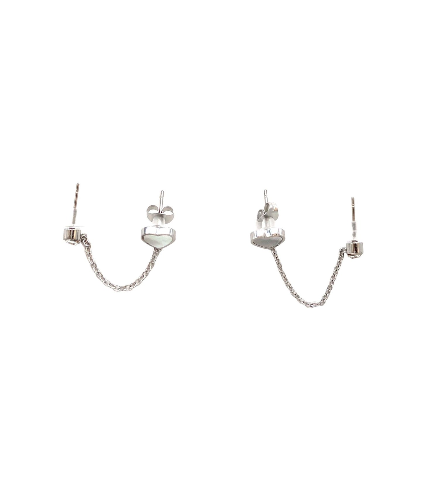 pendientes acero inoxidable para mujer con forma de cadena con corazón