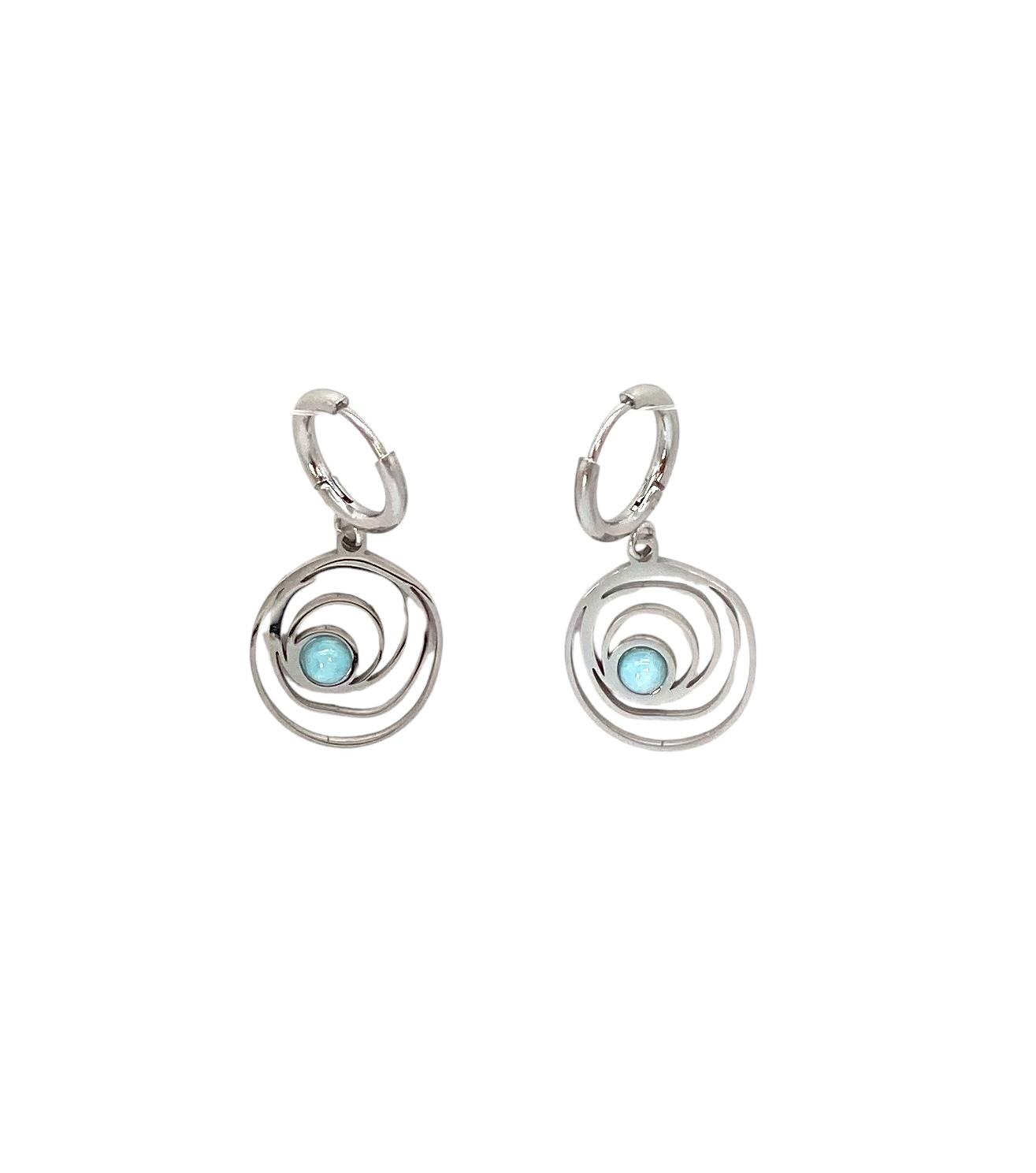 pendientes acero inoxidable para mujer con forma de gota de piedra azul en espiral étnica Tribal