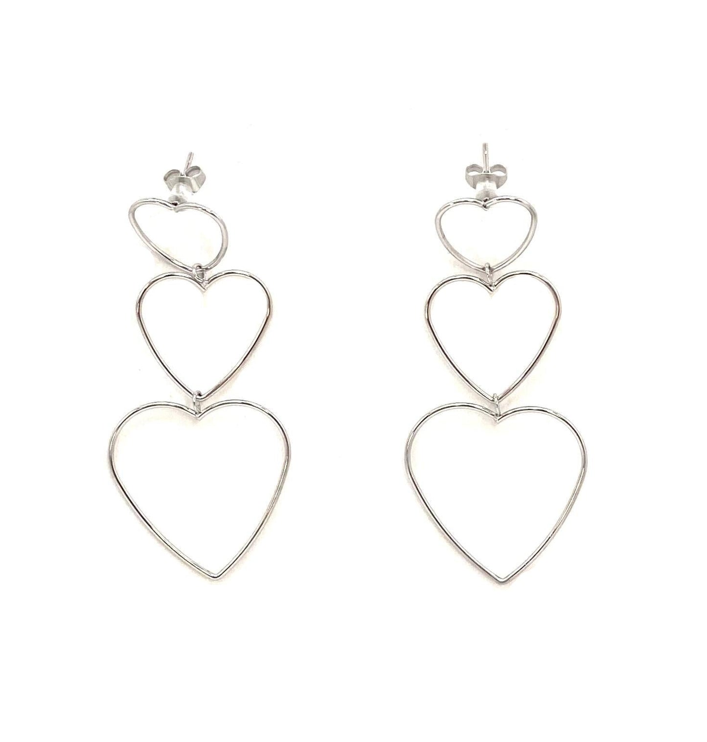 pendientes acero inoxidable para mujer con forma de tres corazones