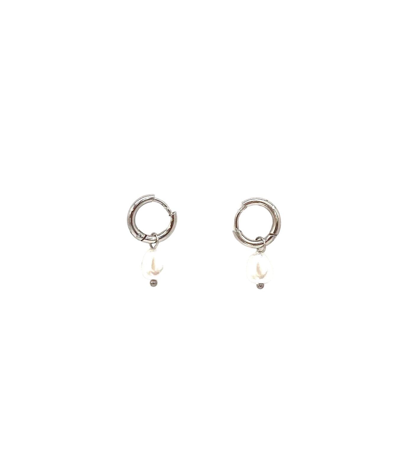 pendientes acero inoxidable para mujer con forma de perla
