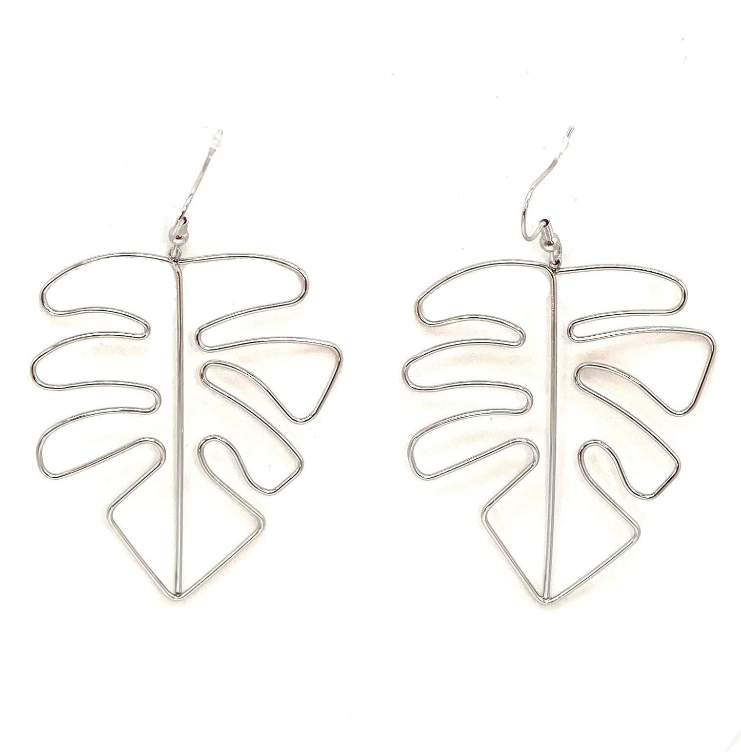 pendientes acero inoxidable para mujer con forma de hoja hueca