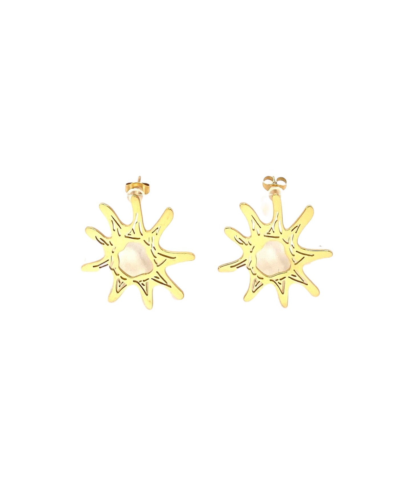pendientes acero inoxidable para mujer con forma de sol