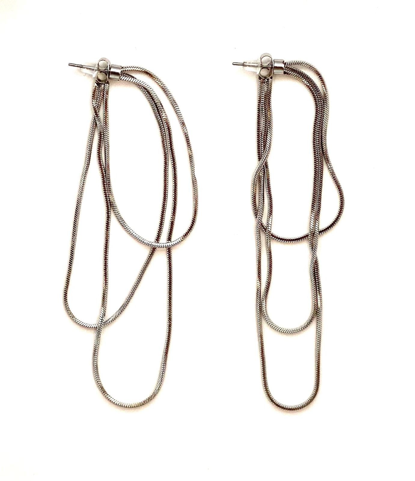 pendientes acero inoxidable para mujer con forma de hueso de serpiente multicapa