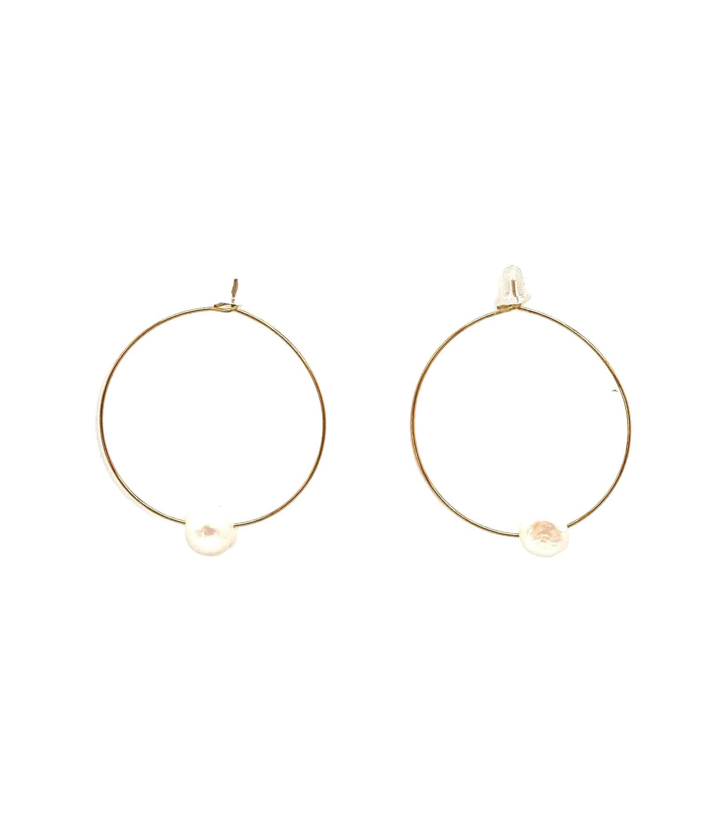 pendientes acero inoxidable para mujer con forma de perla natural