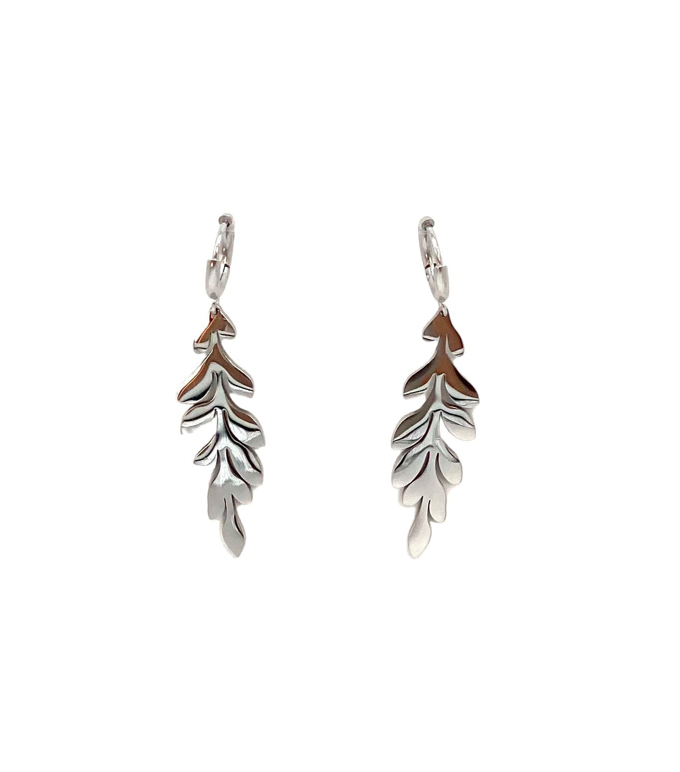 pendientes acero inoxidable para mujer con forma de hoja
