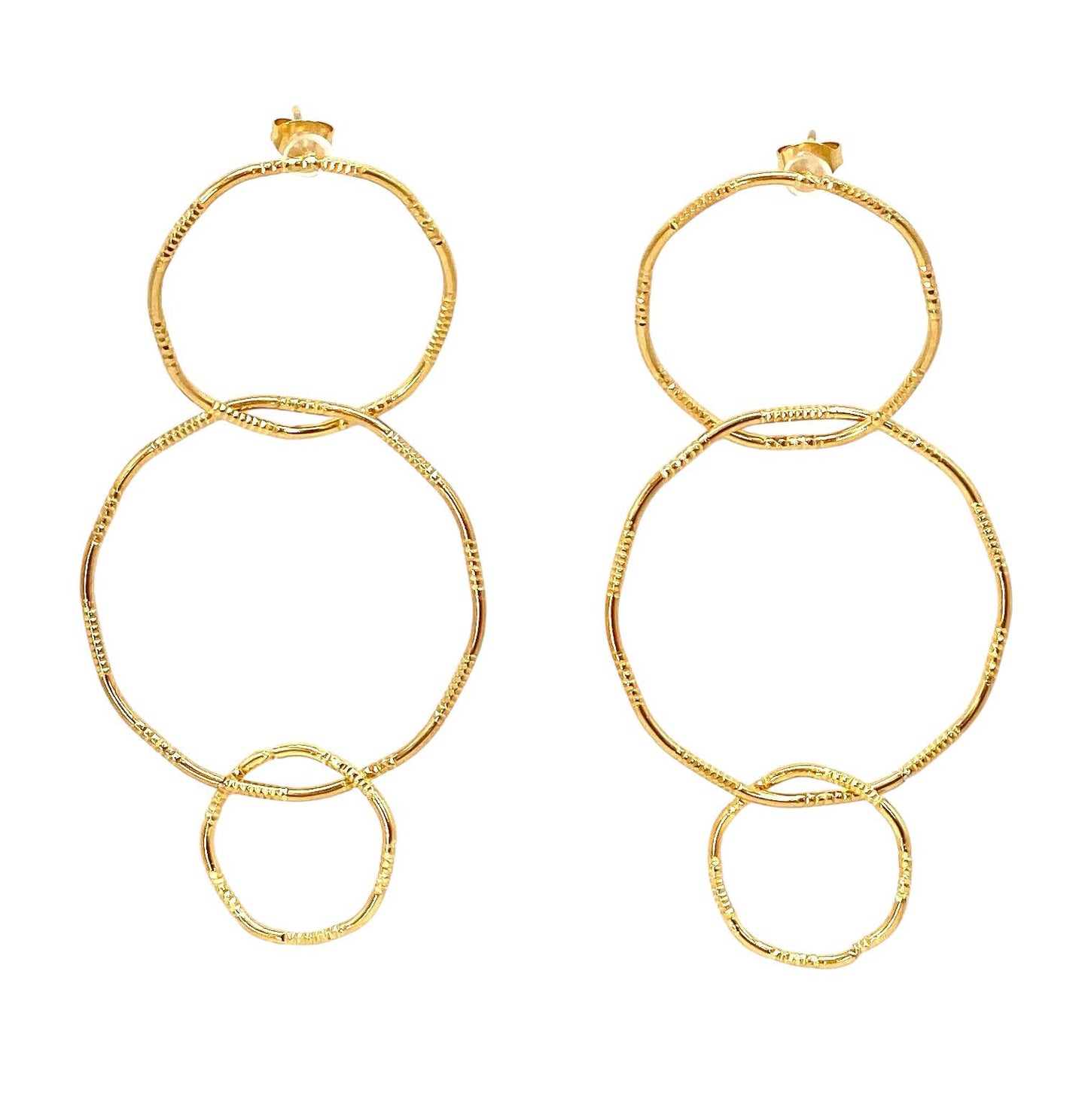 pendientes acero inoxidable para mujer con forma de tres circulos