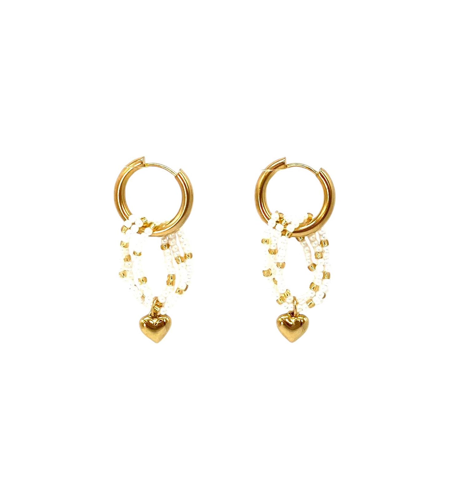 pendientes acero inoxidable para mujer con forma de corazón y perlas