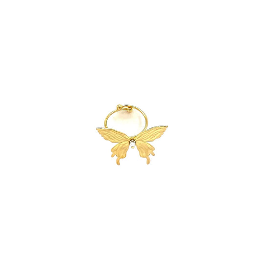 Anillo acero inoxidable para mujer con forma de mariposa con piedra de cristal