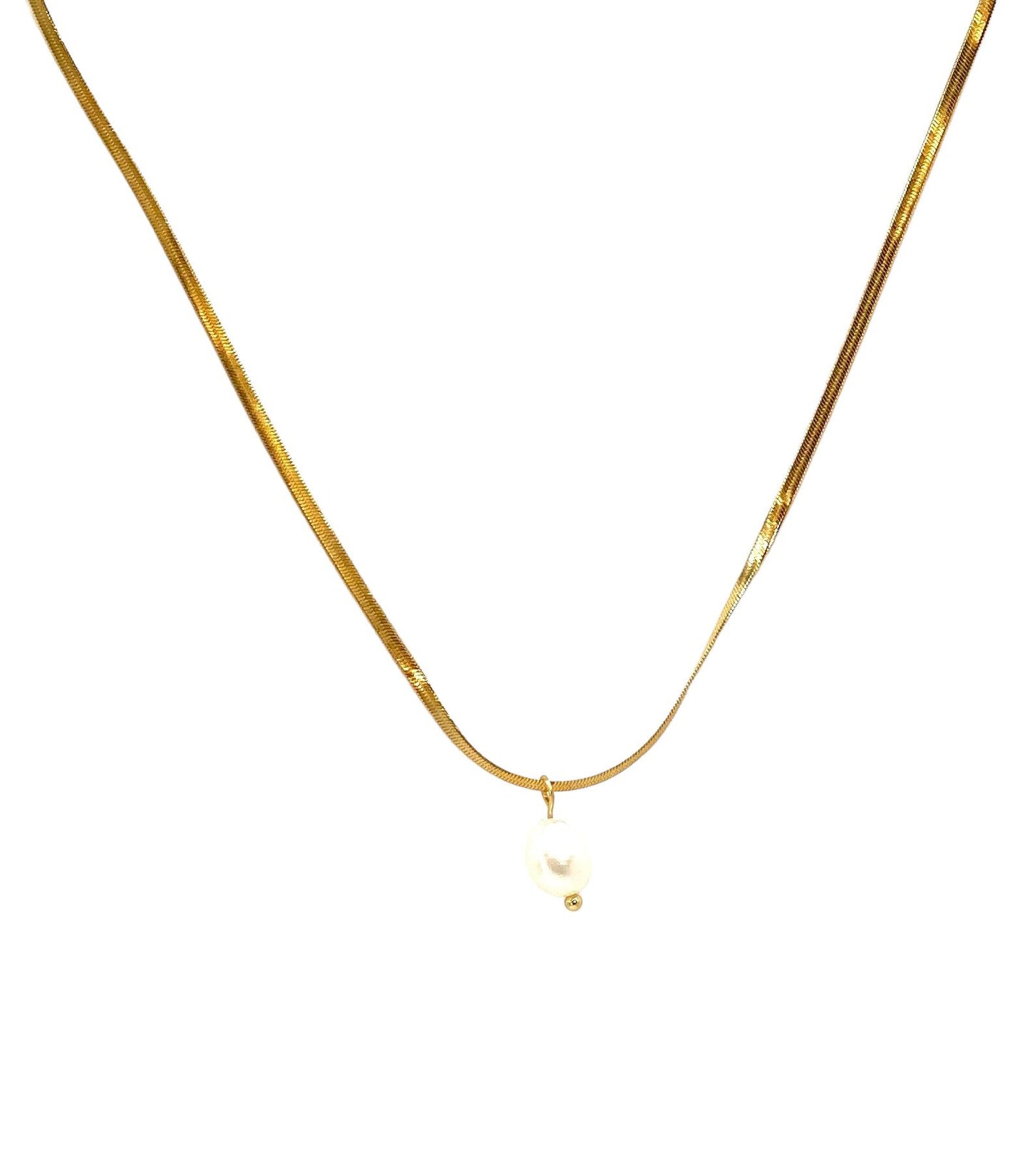 collar acero inoxidable para mujer con forma de perla blanca