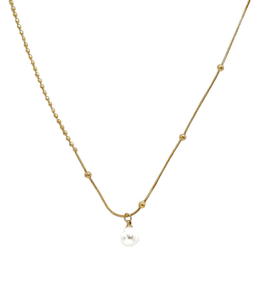 collar acero inoxidable para mujer con forma de perla blanca