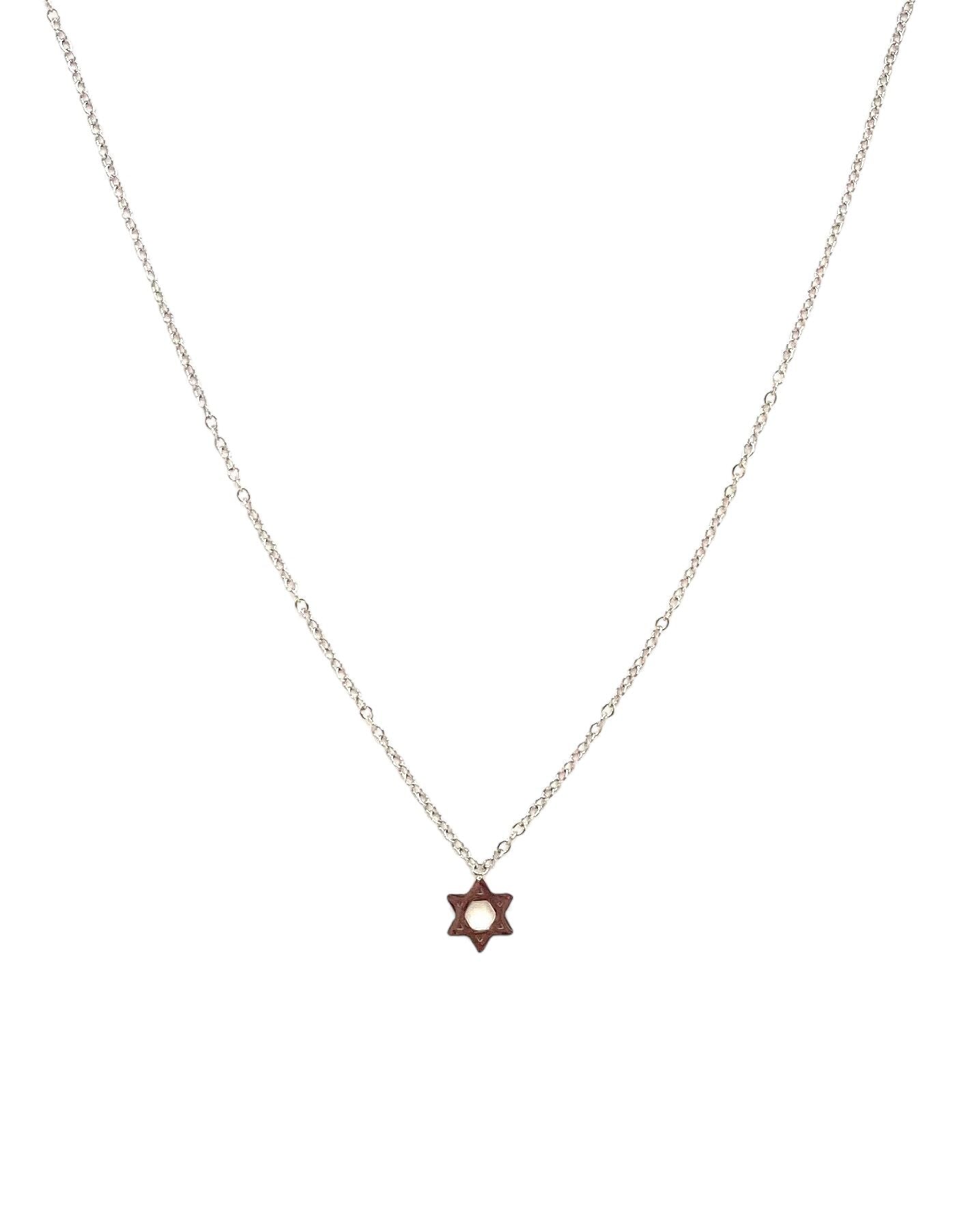 collar acero inoxidable para mujer con forma de estrella de david