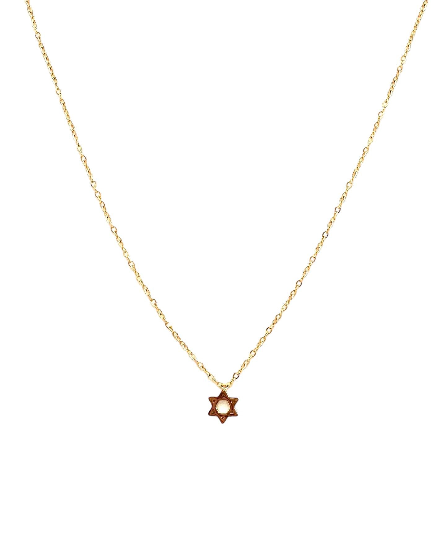 collar acero inoxidable para mujer con forma de estrella de david