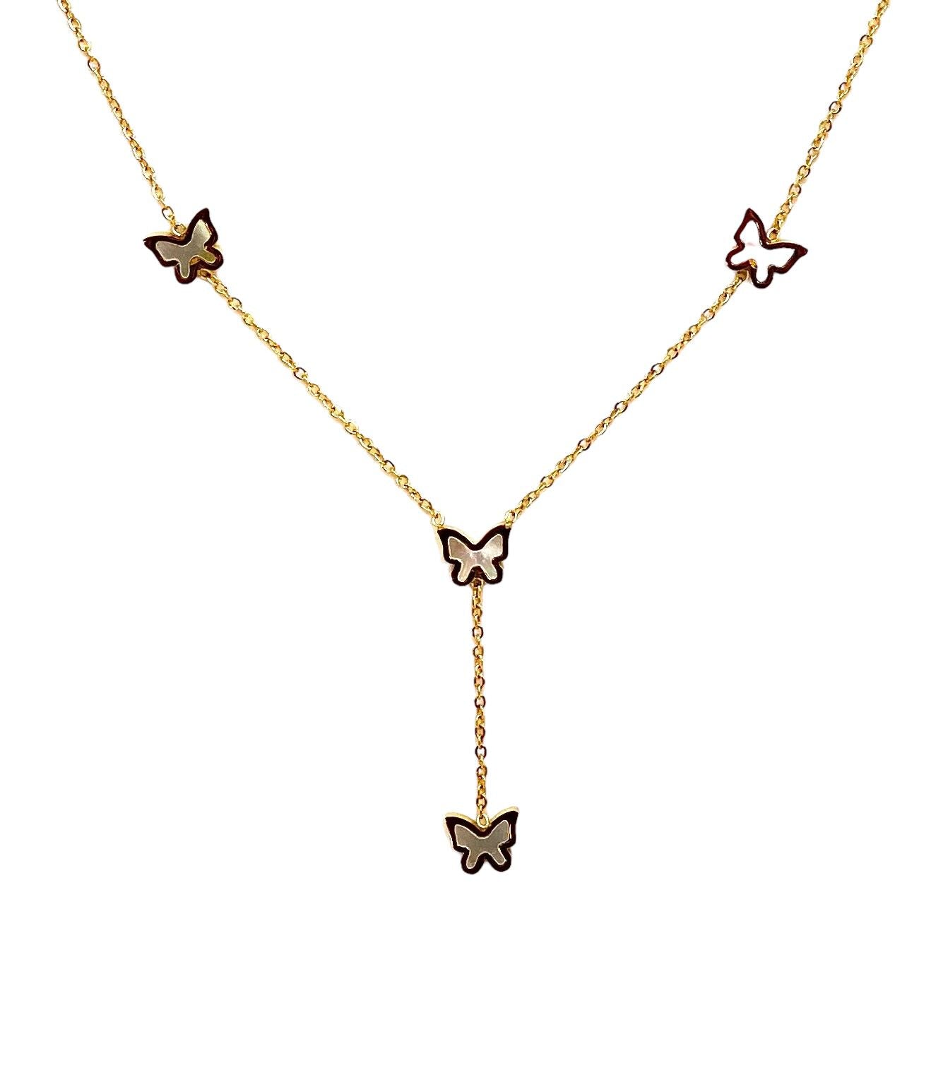 collar acero inoxidable para mujer con forma de cuatro mariposas