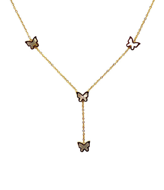 collar acero inoxidable para mujer con forma de cuatro mariposas