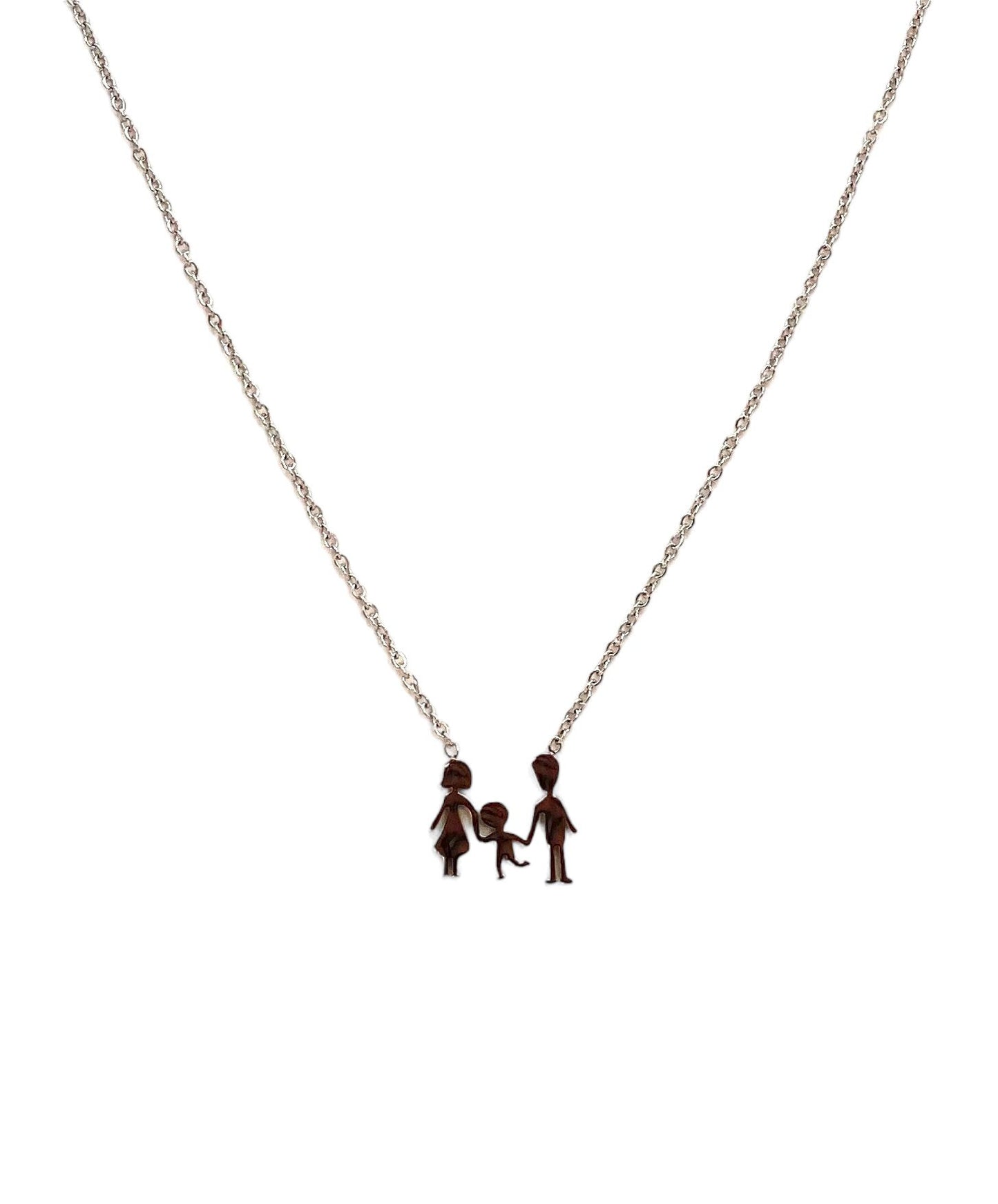 collar acero inoxidable para mujer con forma de familia padre, madre y hija