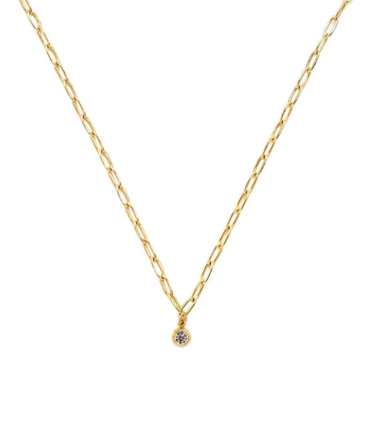 collar acero inoxidable para mujer con forma de cadena con cristal redondo