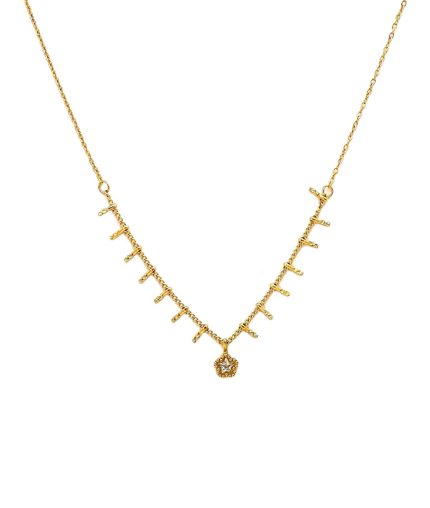 collar acero inoxidable para mujer con forma de cadena con cristal de estrella