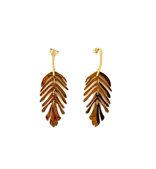 pendientes acero inoxidable para mujer con forma de hoja