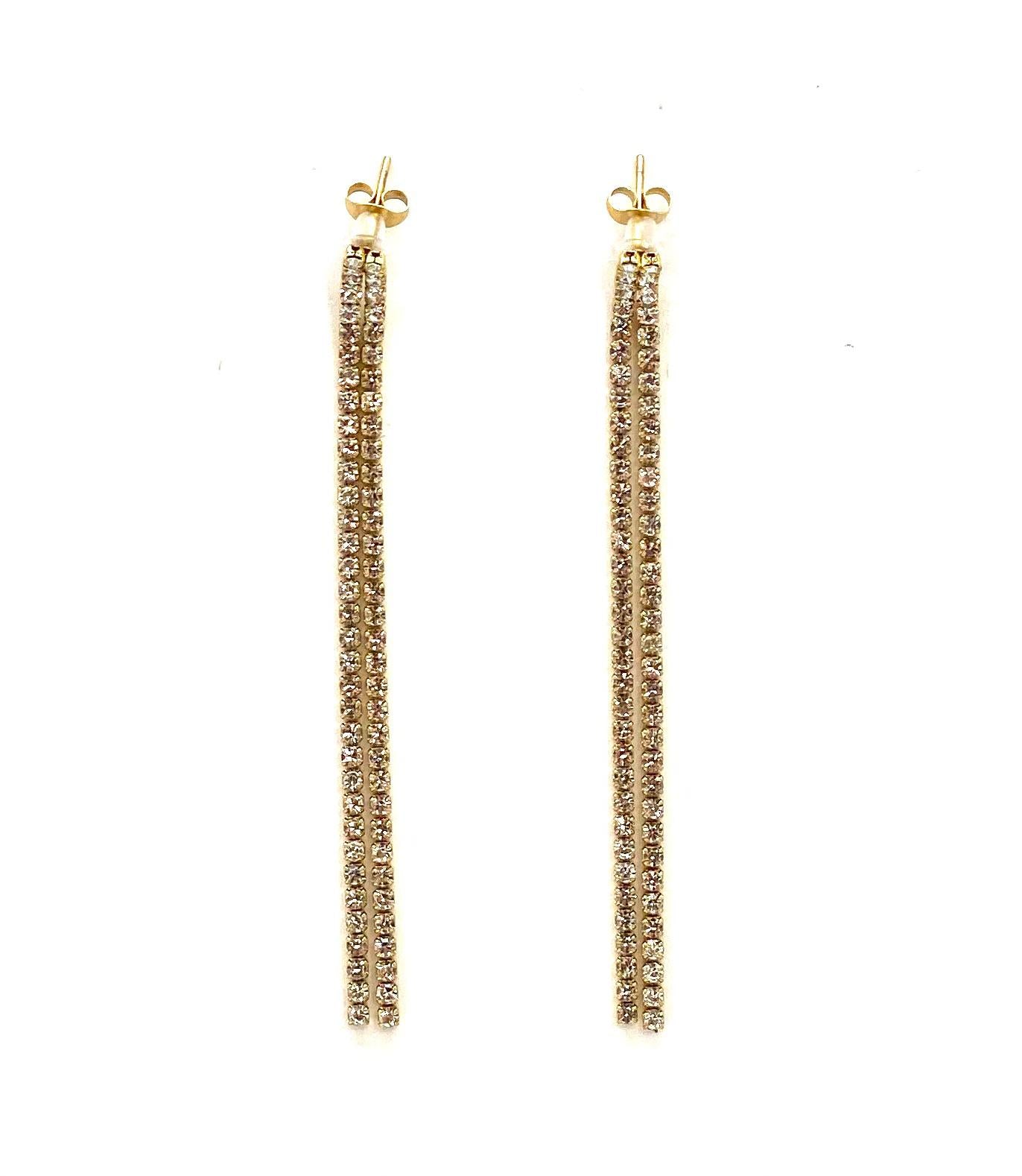 pendientes acero inoxidable para mujer con forma de cadena con cristales brillantes