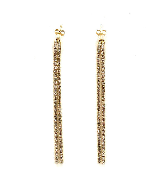 pendientes acero inoxidable para mujer con forma de cadena con cristales brillantes