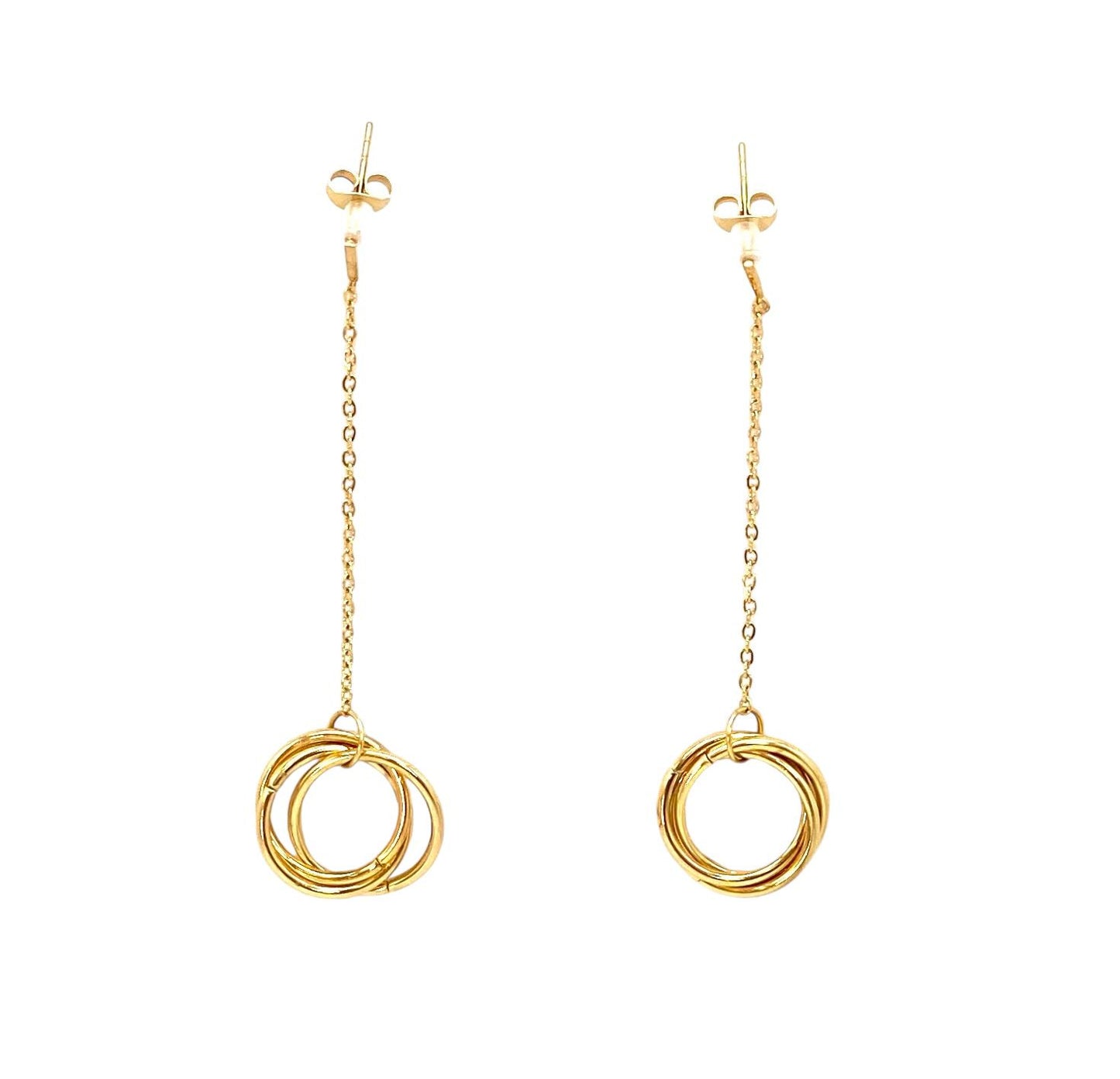 pendientes acero inoxidable para mujer con forma de cadena con circulos