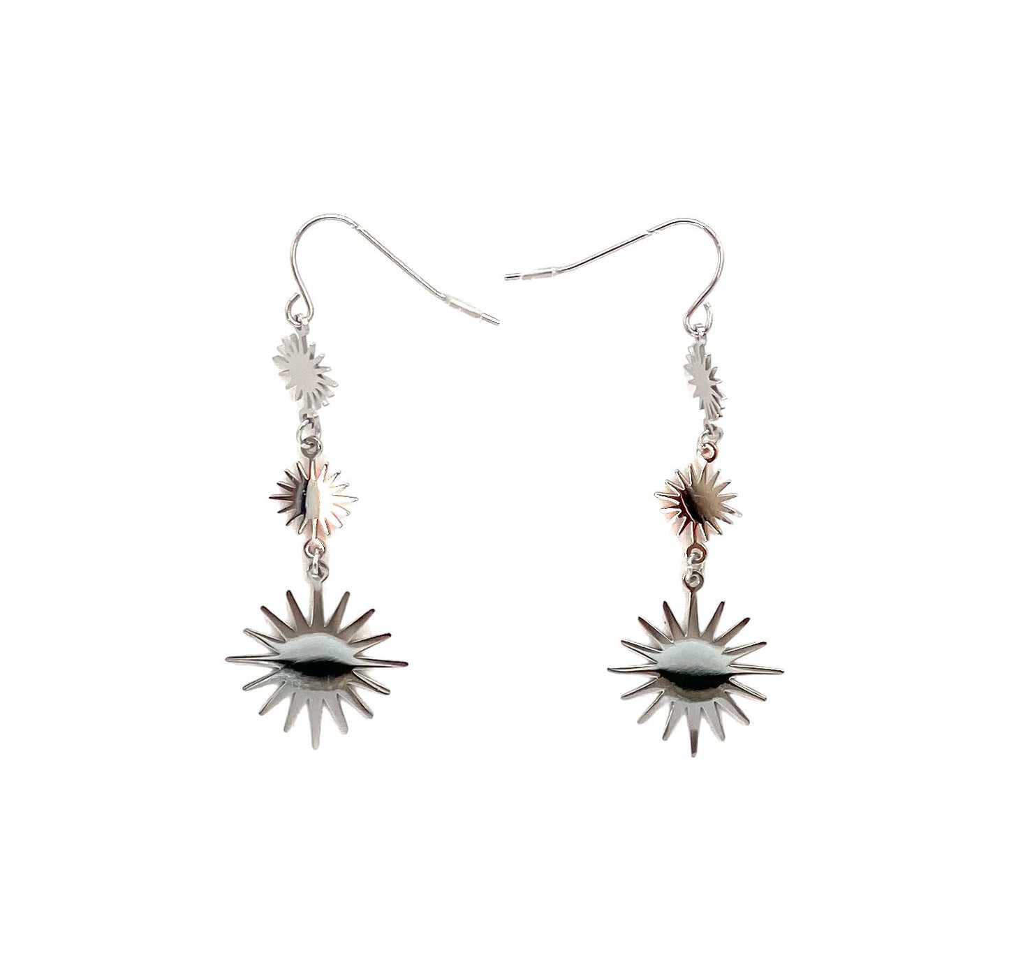 pendientes acero inoxidable para mujer con forma de gota de sol simples