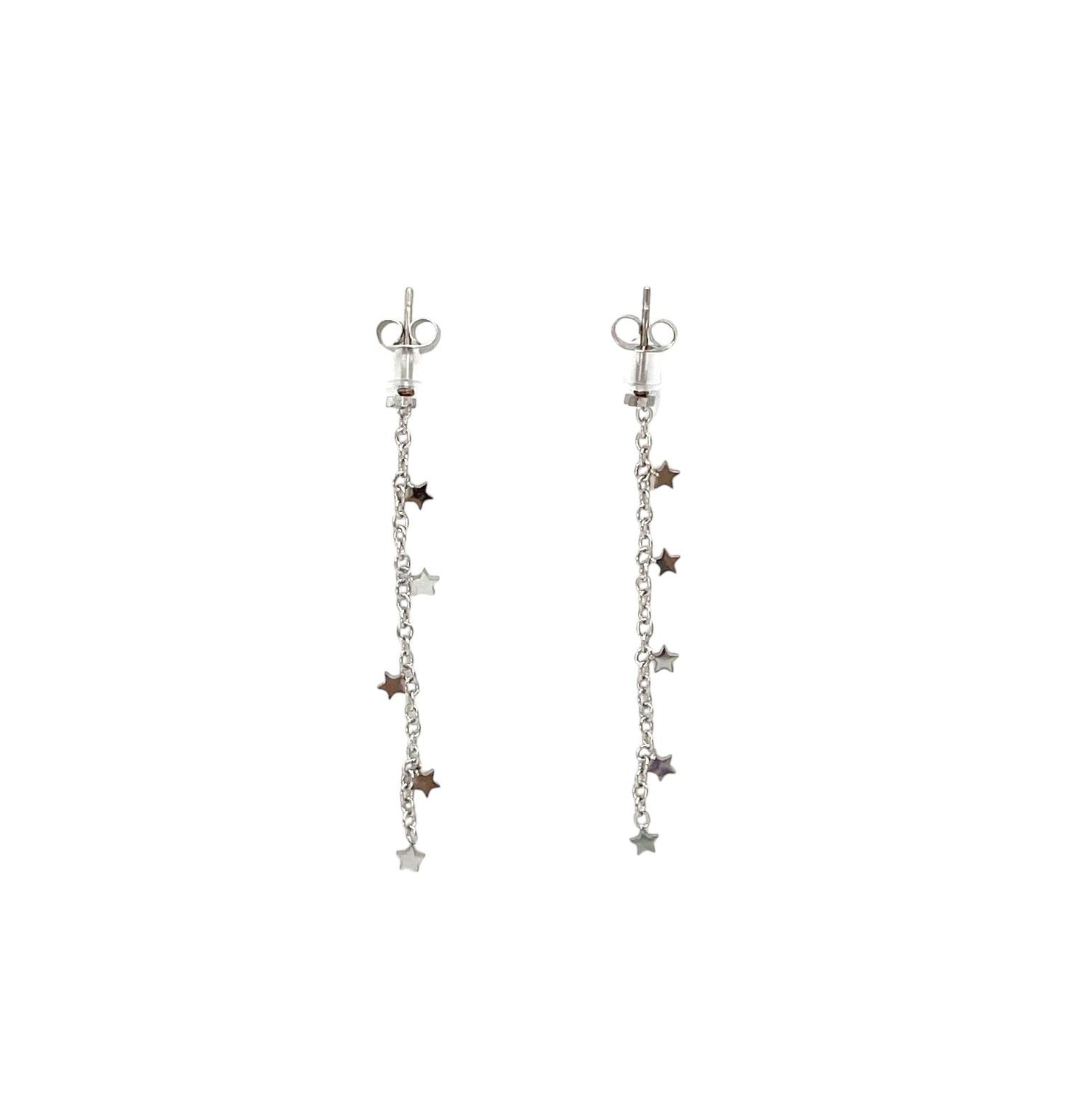 pendientes acero inoxidable para mujer con forma de cadena con estrellas