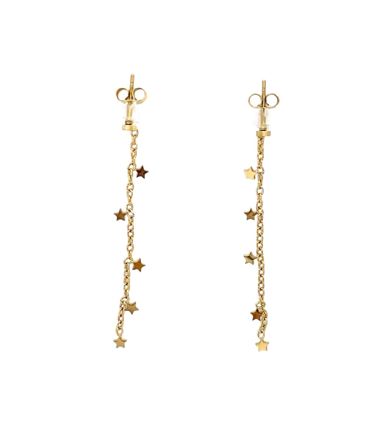 pendientes acero inoxidable para mujer con forma de cadena con estrellas