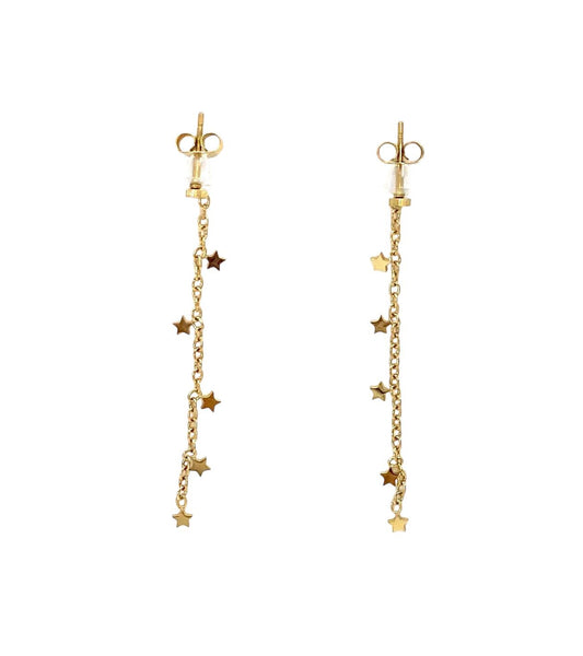 pendientes acero inoxidable para mujer con forma de cadena con estrellas