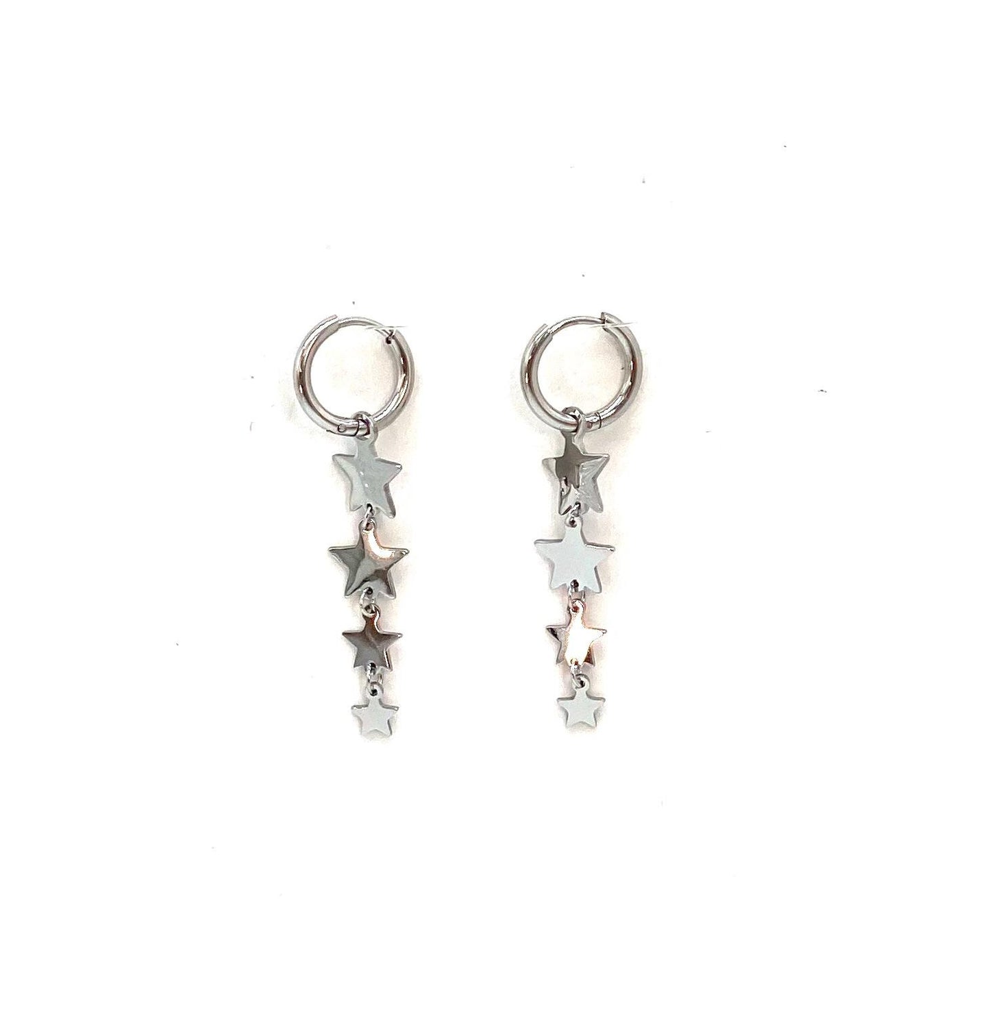 pendientes acero inoxidable para mujer con forma de cuatro estrellas