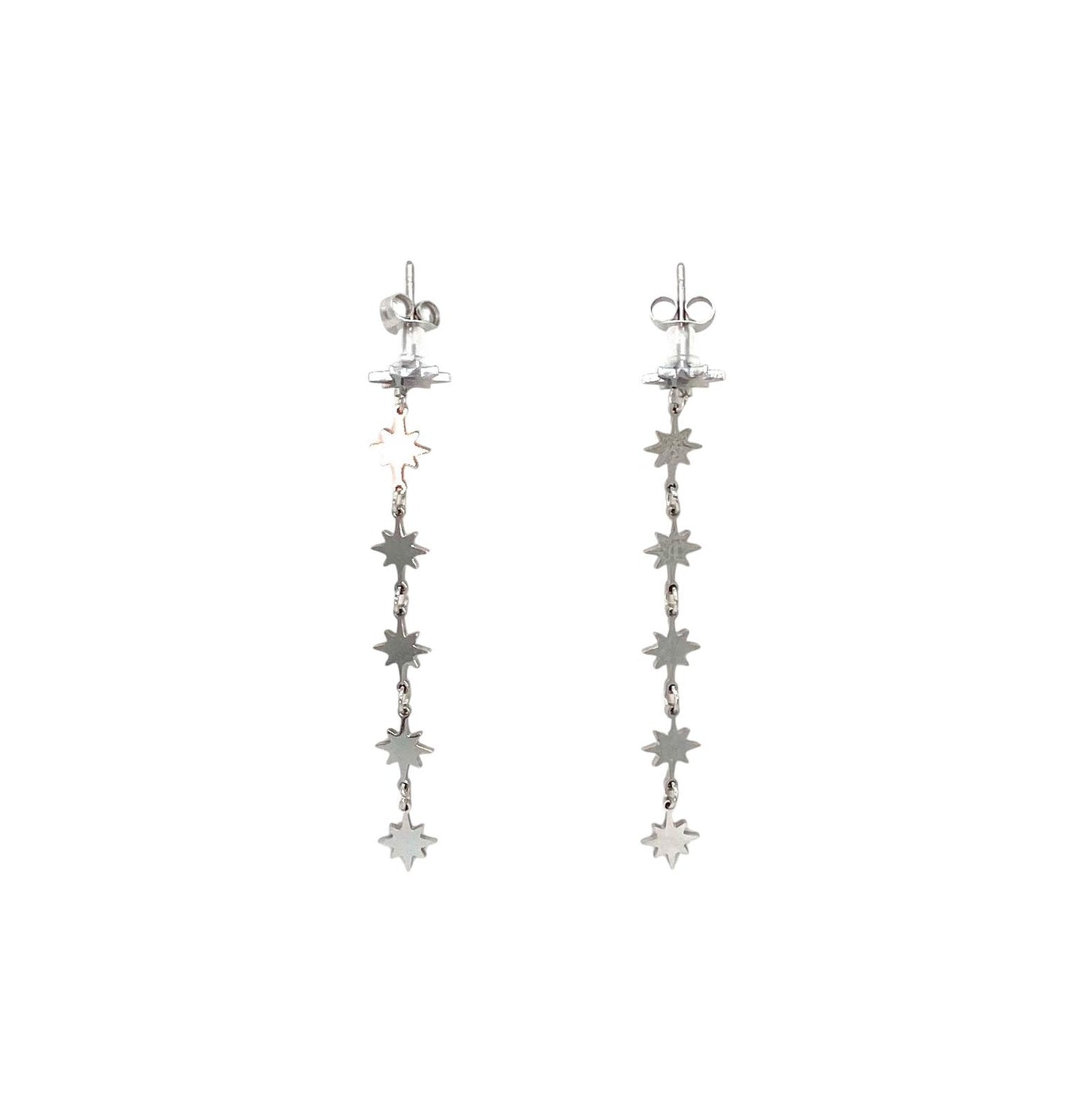 pendientes acero inoxidable para mujer con forma de cascada de estrellas