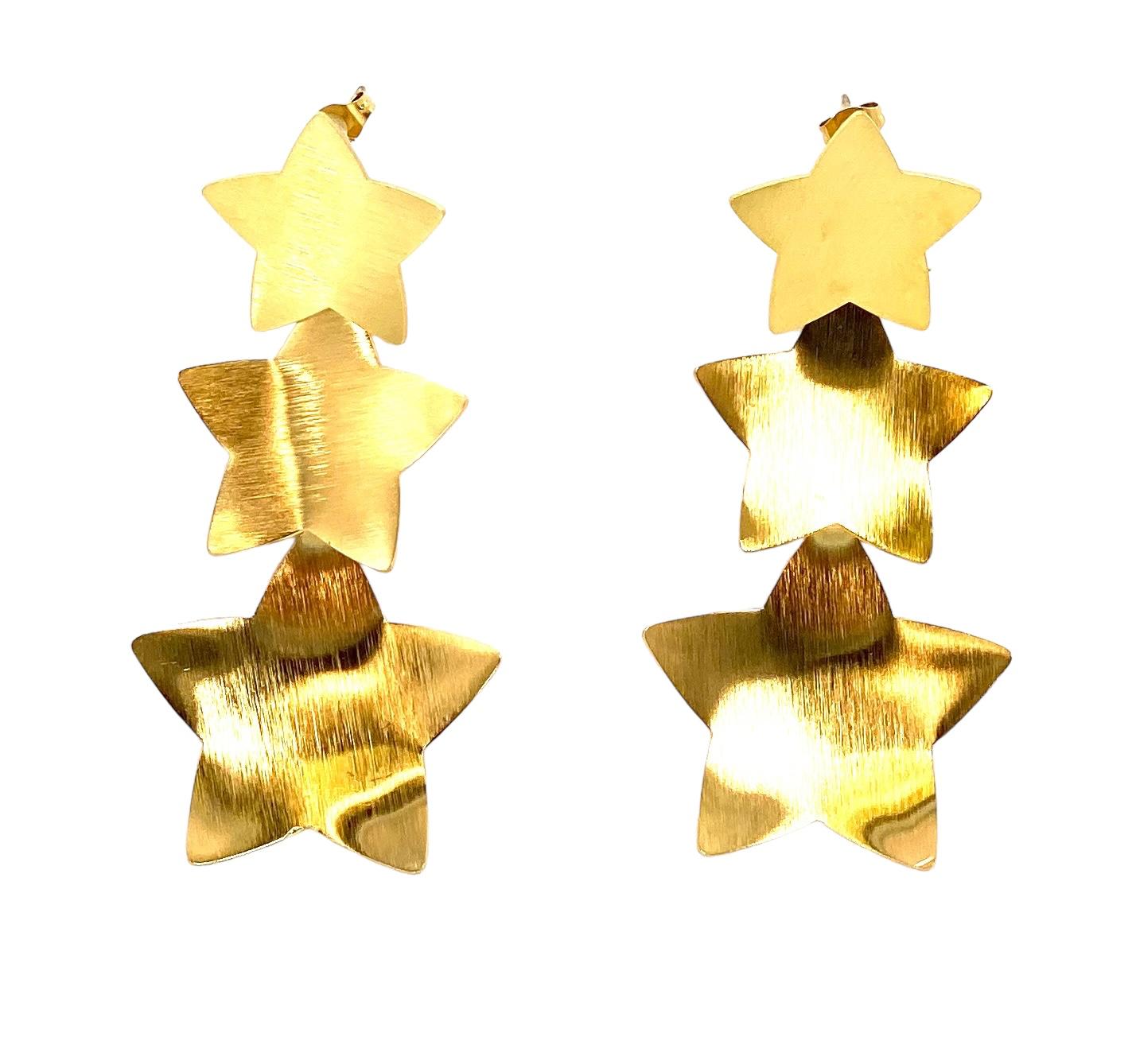 pendientes acero inoxidable para mujer con forma de tres estrellas
