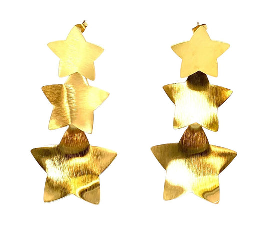 pendientes acero inoxidable para mujer con forma de tres estrellas