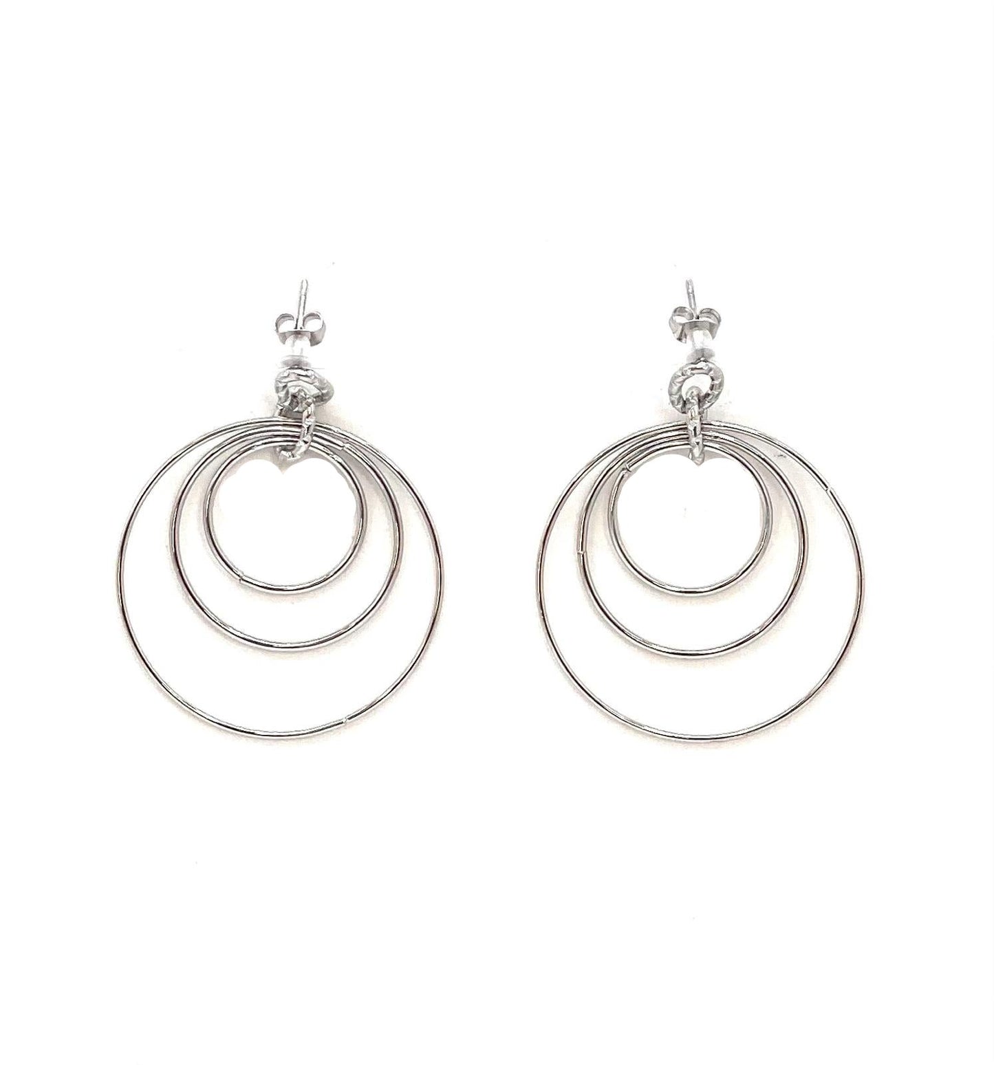 pendientes acero inoxidable para mujer con forma de tres circulos