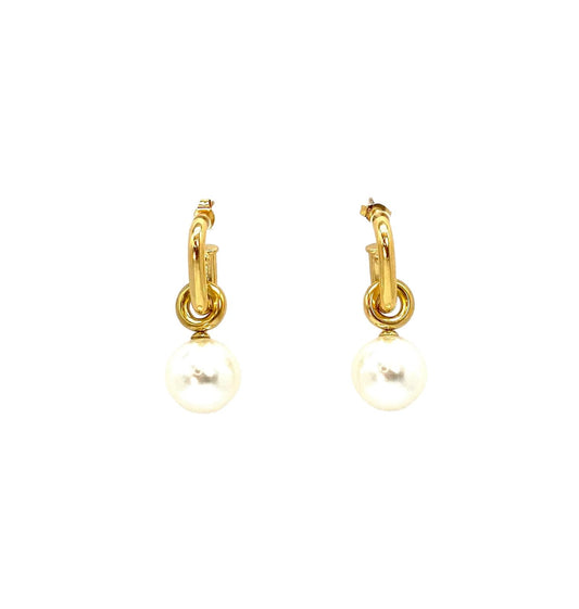 pendientes acero inoxidable para mujer con forma G con perlas grandes