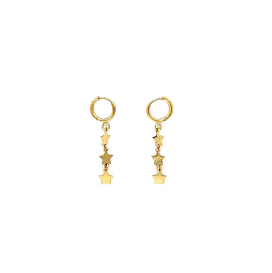pendientes acero inoxidable para mujer con forma de triple estrellas